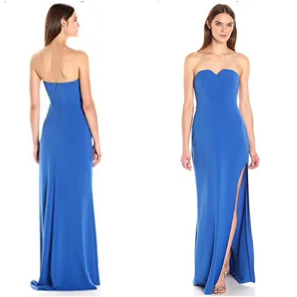 Halston Heritage Dresses & Skirts - Strapless Gown with High Slit Size 4 Color Lapis